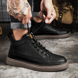 Men's Rugged Lace Up Boots - Urban Industrial Ankle Boots