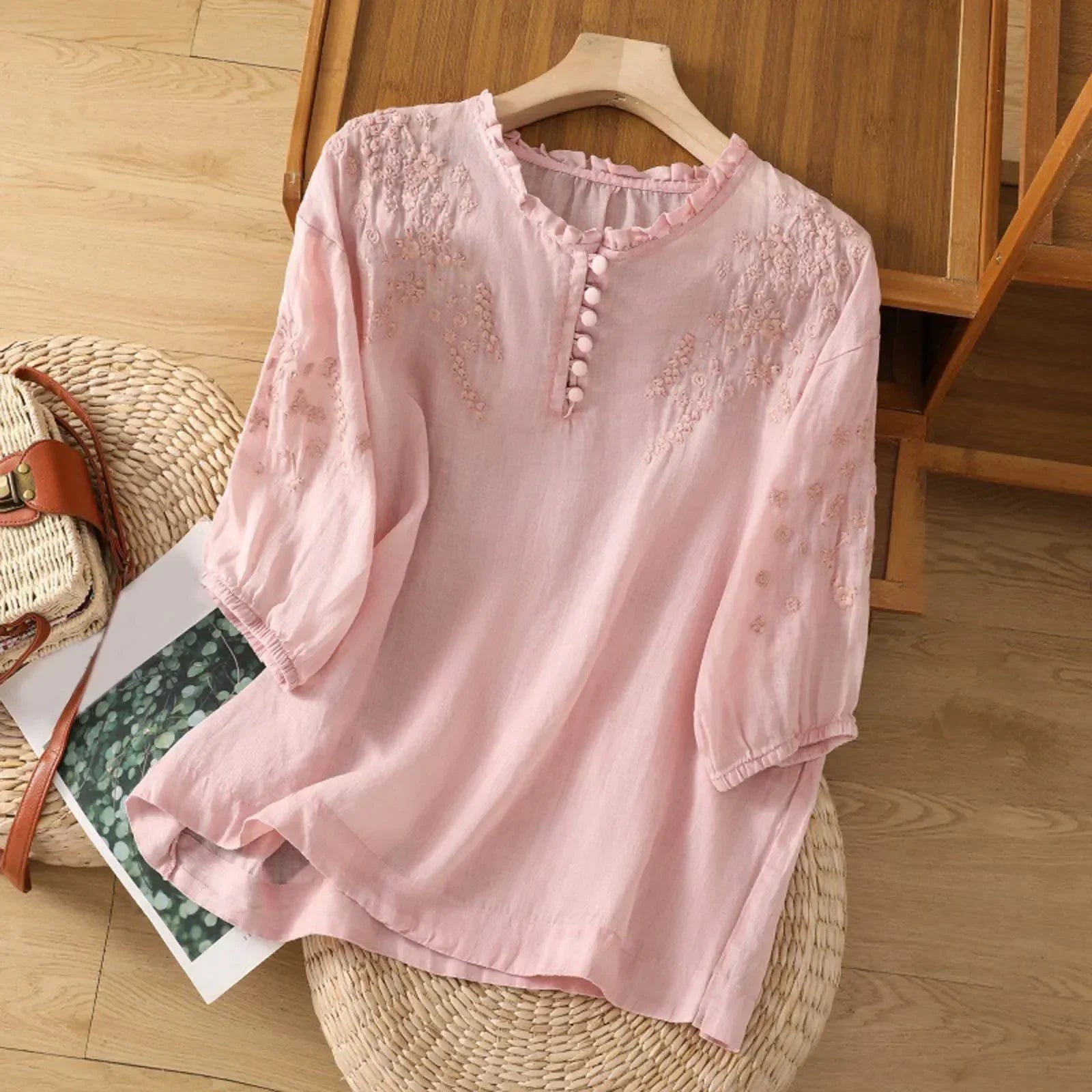 Floral Button-Front Blouse | Timeless Elegance. All-Day Comfort.