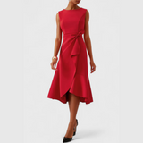 Asymmetric Midi Dress | Draped Elegance with Modern Edge