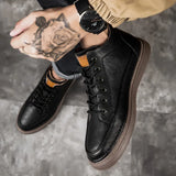 Men's Rugged Lace Up Boots - Urban Industrial Ankle Boots