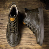 Men's Rugged Lace Up Boots - Urban Industrial Ankle Boots