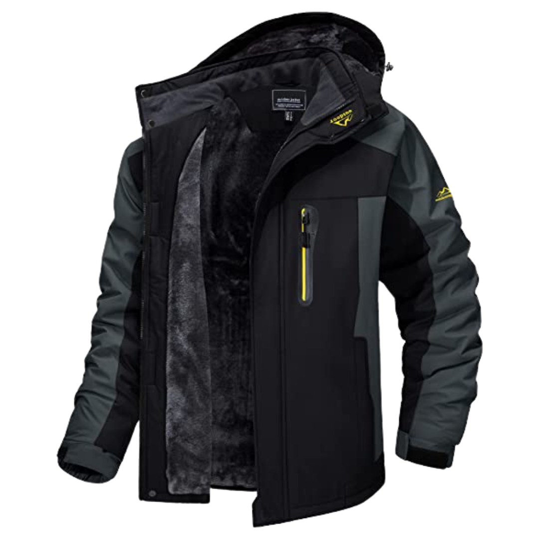 Men's Insulated Hooded Outdoor Jacket - Zip-Up Weather-Ready Layer