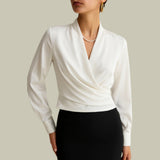 Satin Wrap Front Blouse | Flattering Silhouette, Timeless Elegance