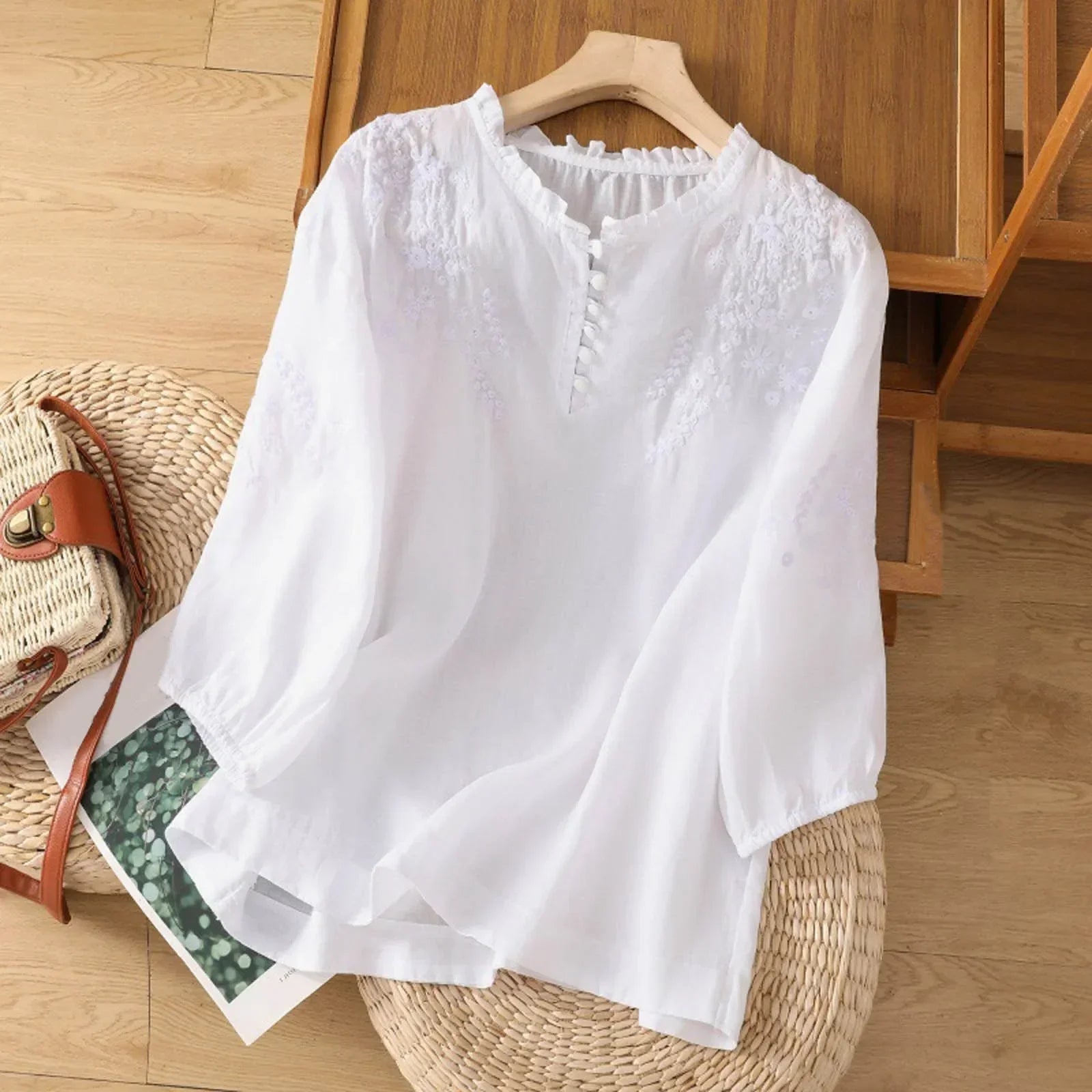 Floral Button-Front Blouse | Timeless Elegance. All-Day Comfort.