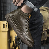 Men's Rugged Lace Up Boots - Urban Industrial Ankle Boots