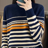 Women's Wool Blend Striped Sweater | Cozy Comfort Meets Classic Style