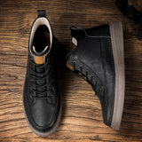 Men's Rugged Lace Up Boots - Urban Industrial Ankle Boots