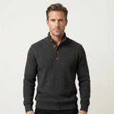 Men's Gray Button Neck Knit Sweater | Premium Comfort, Timeless Style
