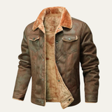 Men's Winter Shearling Biker Jacket | Warm Vintage Style