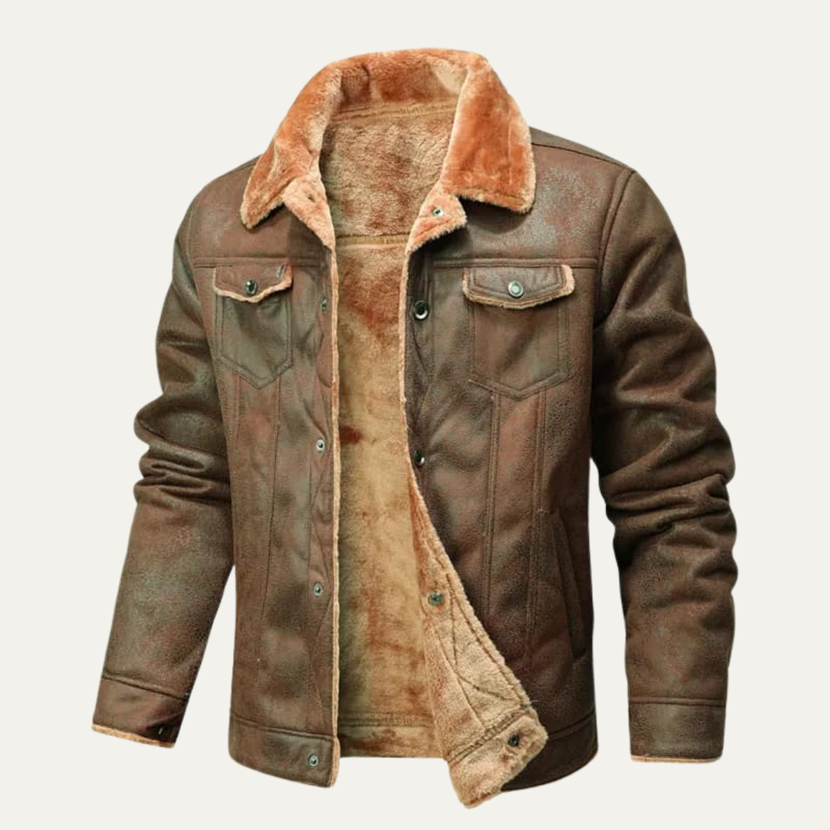 Men's Winter Shearling Biker Jacket | Warm Vintage Style