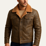 Men's Winter Shearling Biker Jacket | Warm Vintage Style