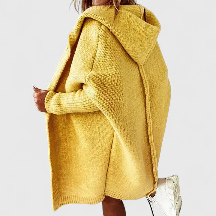 Women's Oversized Hooded Cardigan - Relaxed Open-Front Knit