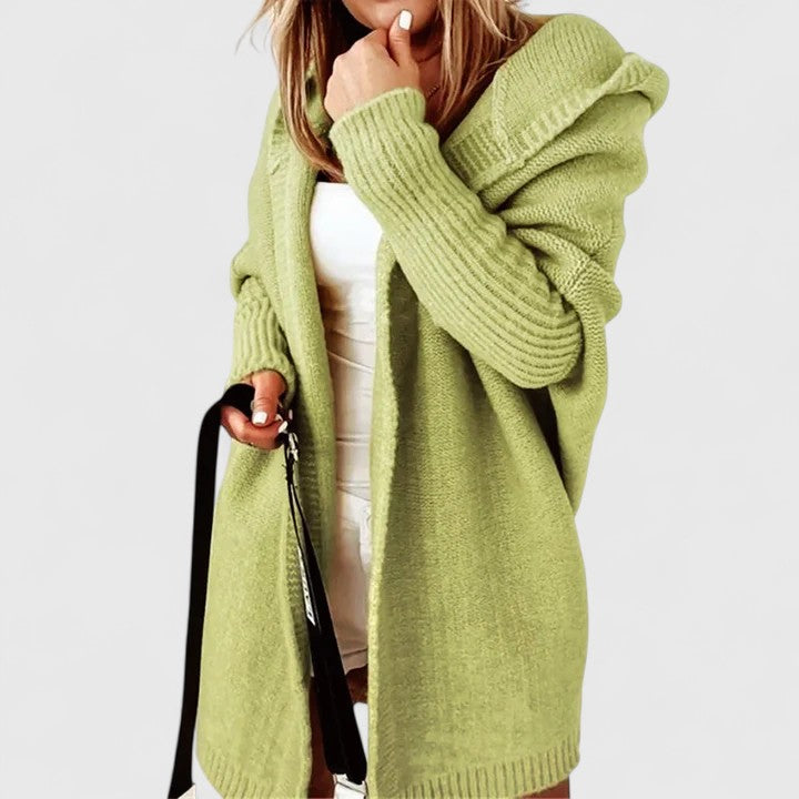 Women's Oversized Hooded Cardigan - Relaxed Open-Front Knit