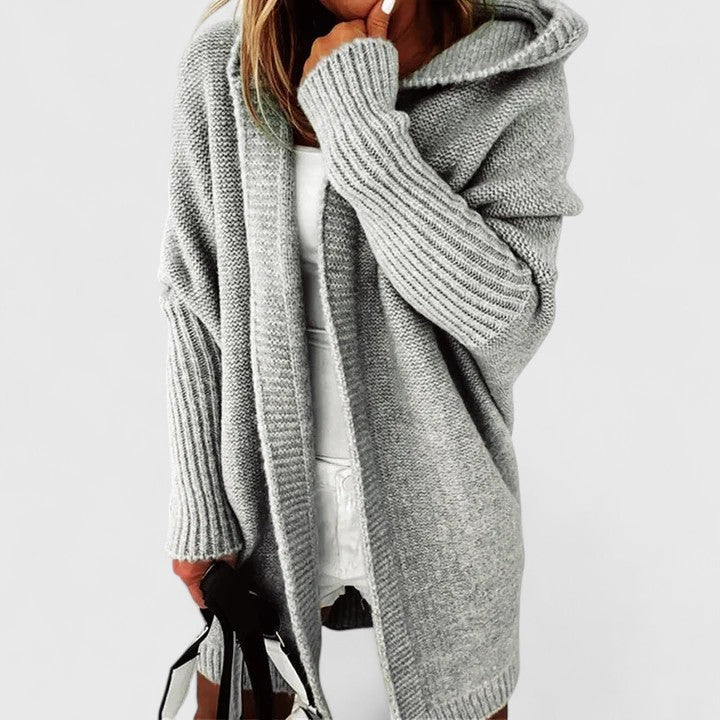 Women's Oversized Hooded Cardigan - Relaxed Open-Front Knit