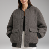 Oversized Woven Bomber Jacket | Contemporary Edge with Refined Structure