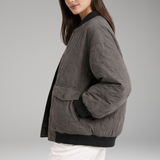 Oversized Woven Bomber Jacket | Contemporary Edge with Refined Structure