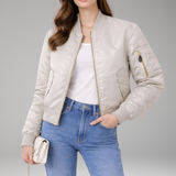 Women's Ribbed Bomber Jacket | Classic Structure with Sport-Inspired Detail