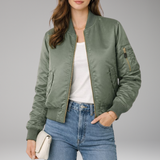 Women's Ribbed Bomber Jacket | Classic Structure with Sport-Inspired Detail