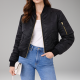 Women's Ribbed Bomber Jacket | Classic Structure with Sport-Inspired Detail