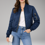 Women's Ribbed Bomber Jacket | Classic Structure with Sport-Inspired Detail
