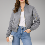 Women's Ribbed Bomber Jacket | Classic Structure with Sport-Inspired Detail