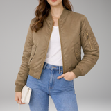 Women's Ribbed Bomber Jacket | Classic Structure with Sport-Inspired Detail