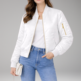 Women's Ribbed Bomber Jacket | Classic Structure with Sport-Inspired Detail