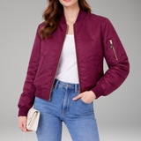 Women's Ribbed Bomber Jacket | Classic Structure with Sport-Inspired Detail