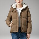 Women's Hooded Puffer Jacket | Fleece-Lined Warmth with Modern Style
