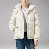 Women's Hooded Puffer Jacket | Fleece-Lined Warmth with Modern Style
