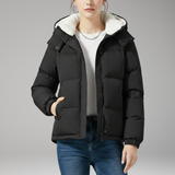 Women's Hooded Puffer Jacket | Fleece-Lined Warmth with Modern Style