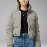 Cropped Quilted Puffer Jacket | Modern Proportions with Structured Warmth