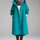 Women's Long Hooded Raincoat | Lightweight Waterproof Protection with Sleek Style