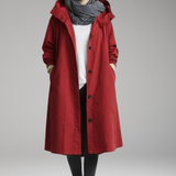 Women's Long Hooded Raincoat | Lightweight Waterproof Protection with Sleek Style