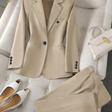 Women's Classic Notched Lapel Blazer & Trouser Set | Instant Polish, Effortless Confidence