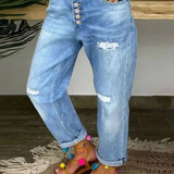 Mid-Rise Ripped Blue Jeans | Effortless Edge, Everyday Ease