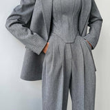 Three-Piece Blazer Set with Corset Top | Structured Confidence, Professional Power