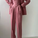 Three-Piece Blazer Set with Corset Top | Structured Confidence, Professional Power