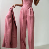 Three-Piece Blazer Set with Corset Top | Structured Confidence, Professional Power