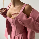 Three-Piece Blazer Set with Corset Top | Structured Confidence, Professional Power