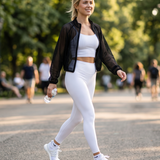 Women's Cropped Mesh Sports Jacket – Breathable Zip-Up Activewear