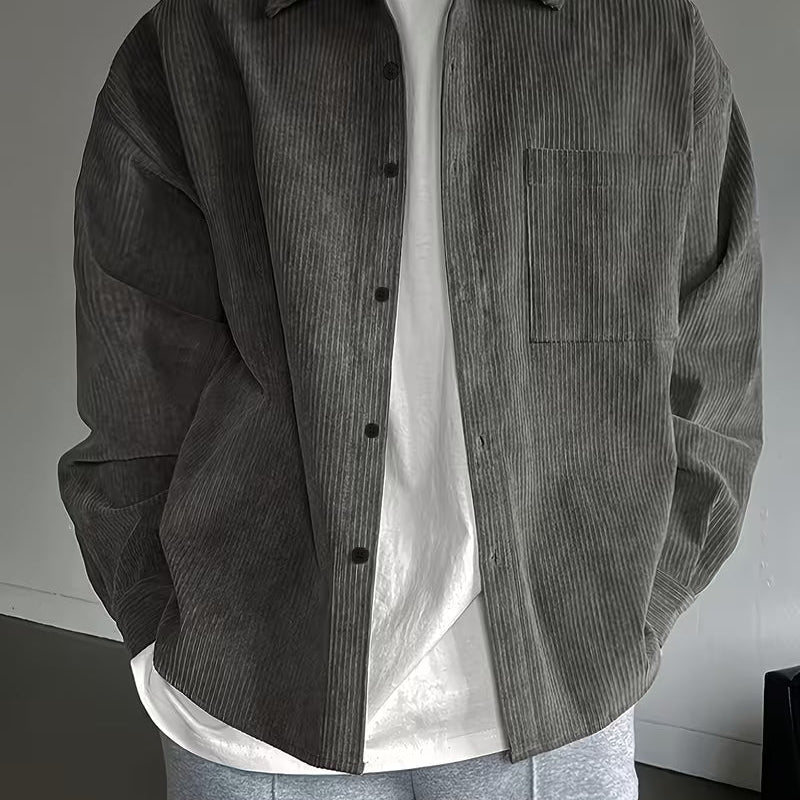 Men's Corduroy Jacket – Long Sleeve Classic Textured Casual Layer