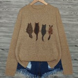 Women's Cat Print Jumper – Novelty Knit Sweater for Cat Lovers