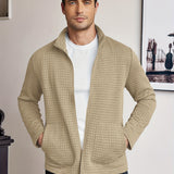 Men's Textured Zip Jacket – Stand Collar Smart Casual Outerwear
