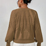 Women's Cable Knit Jumper – Relaxed Fit Chunky Winter Top