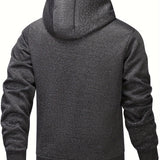 Men's Hooded Fleece-Lined Zip-Up Jacket - Cosy Winter Layer