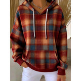 Women's Checked Hoodie – Warm Casual Hooded Sweatshirt Top