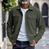 Men's Lapel-Collar Utility Jacket - Lightweight Button-Front Layer