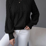 Women's Cable Knit Jumper – Lantern Sleeve Romantic Pullover