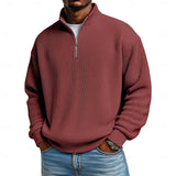Men's Ribbed Quarter Zip Pullover – Stretch Knit Casual Top